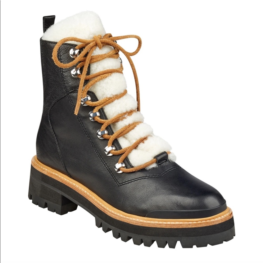 Size 8.5 Marc Fisher Izzie Shearling Lace-Up Boot